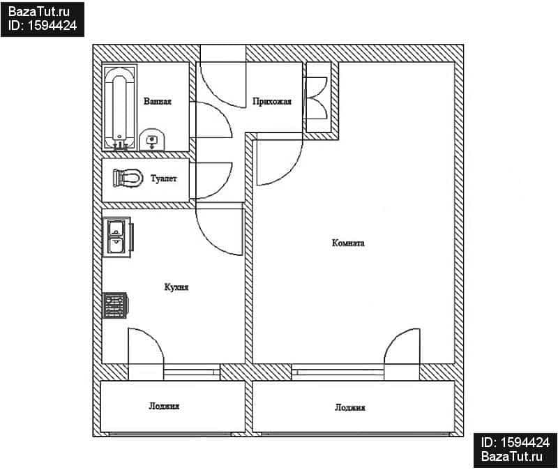 Схема 1 комнатной квартиры