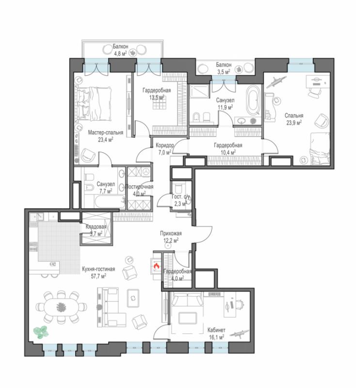 продам 5 к. квартиру в России в г Москве,  . Потаповский пер., 5с4 цена 459 180 000 руб., фото №2