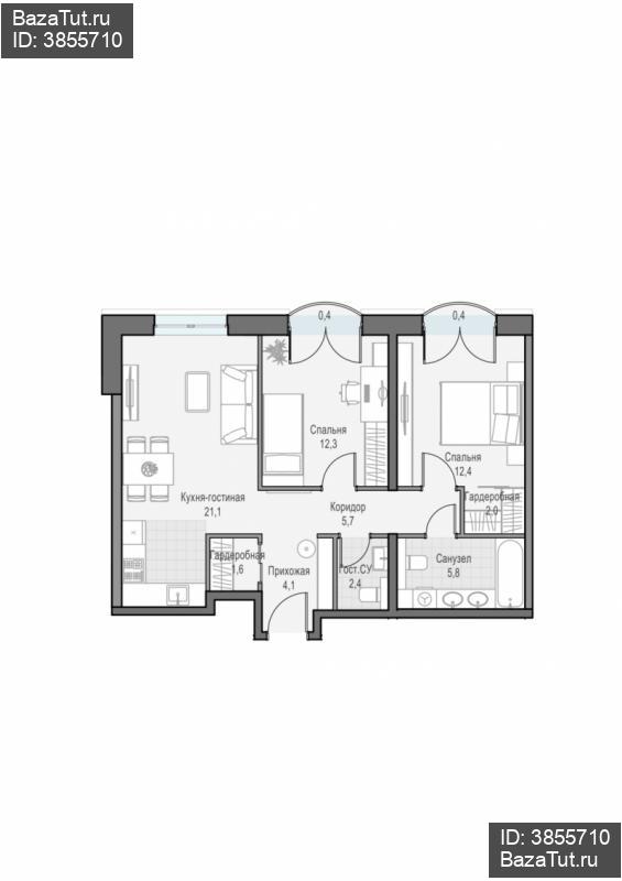 продам 2 к. квартиру в России в г Москве,  . ул. Академика Королёва, 21 цена 32 630 000 руб., фото №2