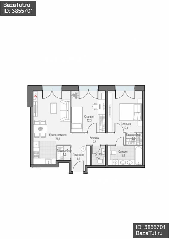 продам 2 к. квартиру в России в г Москве,  . ул. Академика Королёва, 21 цена 34 340 000 руб., фото №1