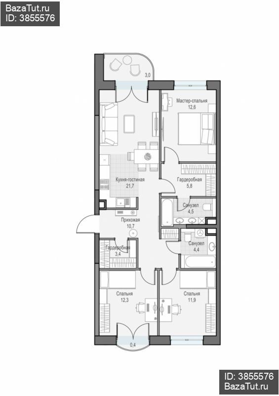 продам 3 к. квартиру в России в г Москве,  . ул. Академика Королёва, 21 цена 38 610 000 руб., фото №3