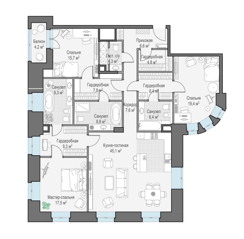 продам 5 к. квартиру в России в г Москве,  . Потаповский пер., 5с4 цена 246 110 000 руб., фото №4