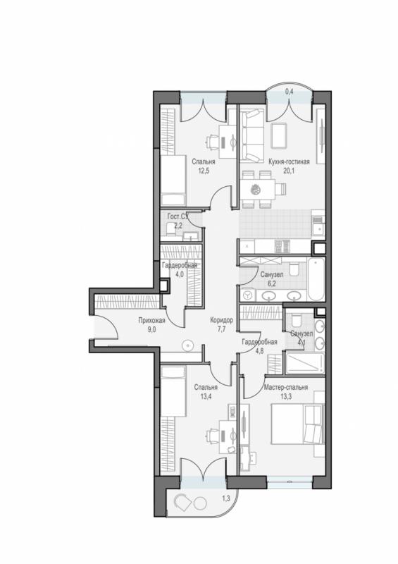 продам 3 к. квартиру в России в г Москве,  . ул. Академика Королёва, 21 цена 42 150 000 руб., фото №3