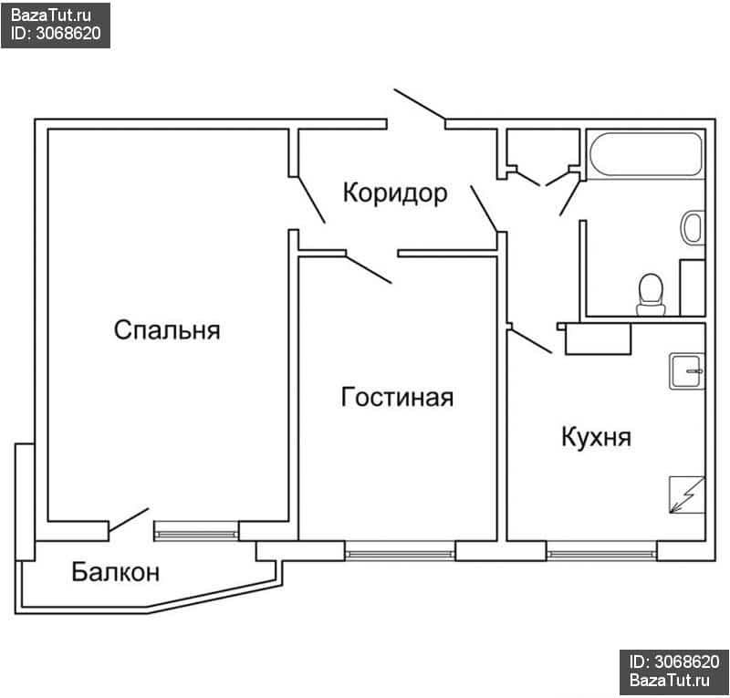 Чертеж 2 комнатной квартиры