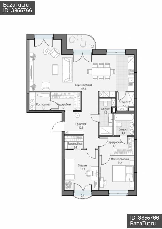 продам 3 к. квартиру в России в г Москве,  . ул. Академика Королёва, 21 цена 55 550 000 руб., фото №3