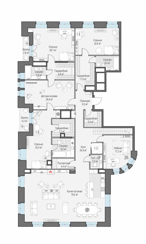 продам 6 к. квартиру в России в г Москве,  . Потаповский пер., 5с4 цена 1 293 260 000 руб., фото №5