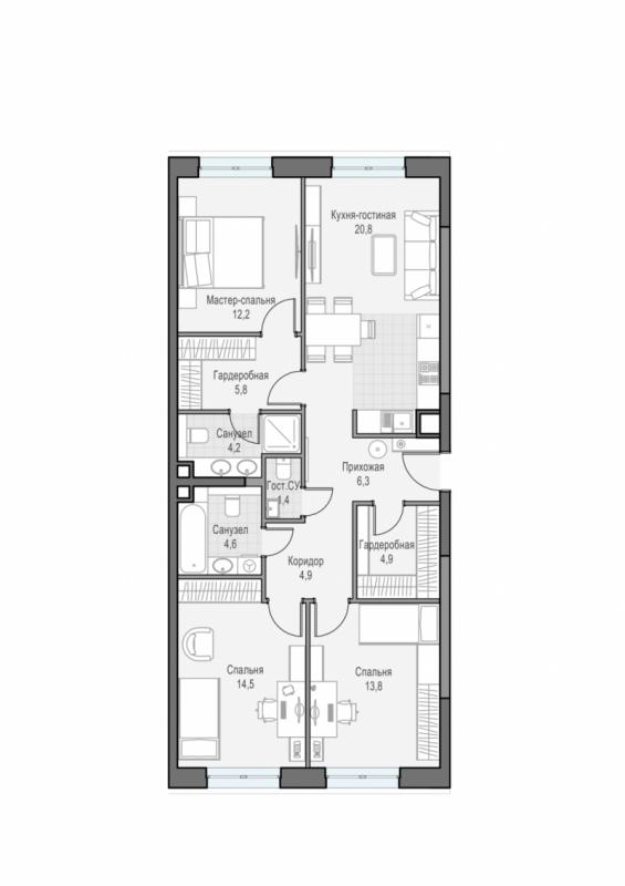 продам 3 к. квартиру в России в г Москве,  . ул. Академика Королёва, 21 цена 39 330 000 руб., фото №2