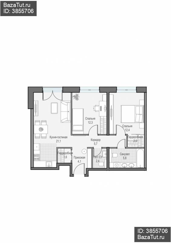 продам 2 к. квартиру в России в г Москве,  . ул. Академика Королёва, 21 цена 32 460 000 руб., фото №3