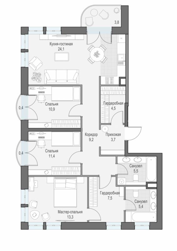 продам 3 к. квартиру в России в г Москве,  . ул. Академика Королёва, 21 цена 44 650 000 руб., фото №2