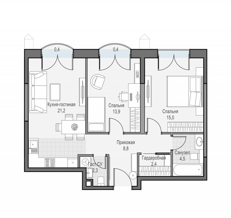 продам 2 к. квартиру в России в г Москве,  . ул. Академика Королёва, 21 цена 32 580 000 руб., фото №1