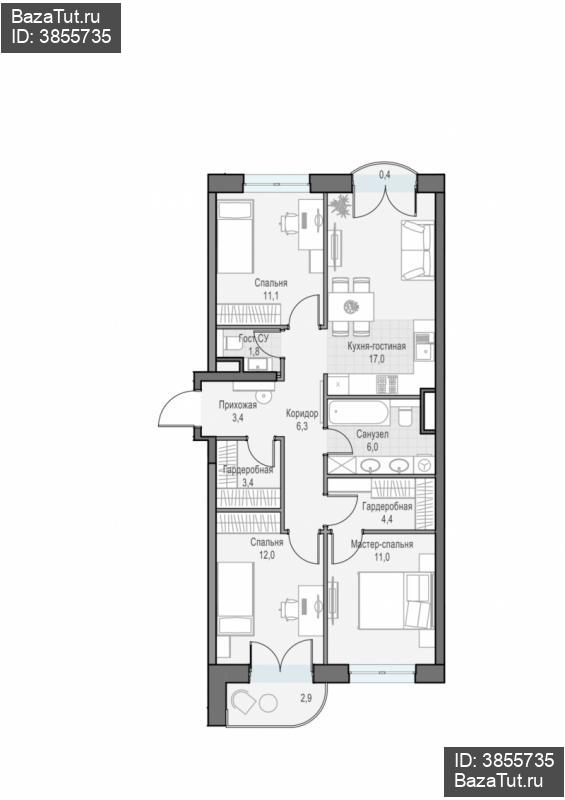 продам 3 к. квартиру в России в г Москве,  . ул. Академика Королёва, 21 цена 36 100 000 руб., фото №2