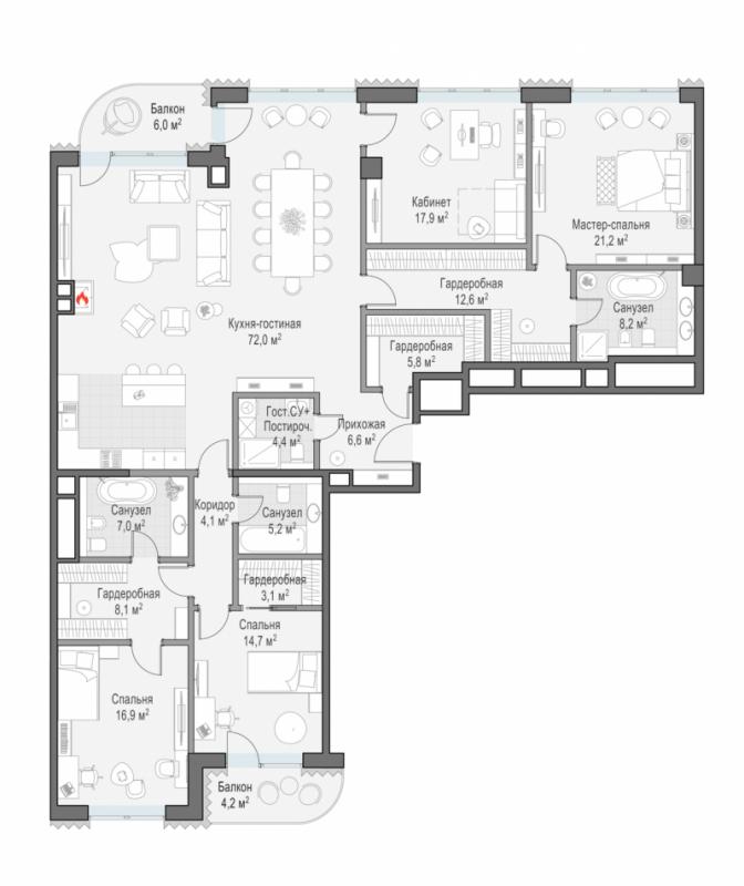 продам 3 к. квартиру в России в г Москве,  . Большой Толмачёвский пер., - цена 653 270 000 руб., фото №2