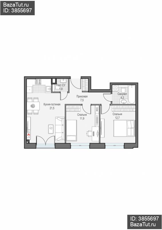 продам 2 к. квартиру в России в г Москве,  . ул. Академика Королёва, 21 цена 30 370 000 руб., фото №1