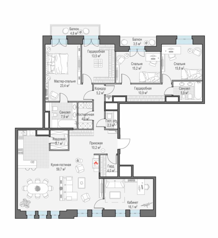 продам 5 к. квартиру в России в г Москве,  . Потаповский пер., 5с4 цена 459 180 000 руб., фото №1
