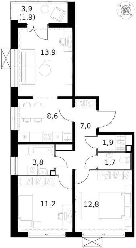 продам 3 к. квартиру в России в Москве, Ленинградское шоссе, д.228к4 цена 20 048 051 руб., фото №2