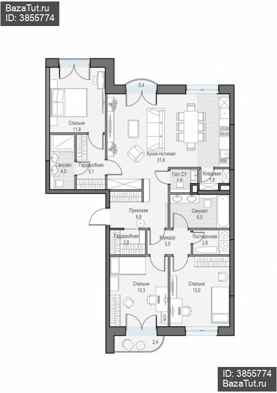 продам 3 к. квартиру в России в г Москве,  . ул. Академика Королёва, 21 цена 51 380 000 руб., фото №1