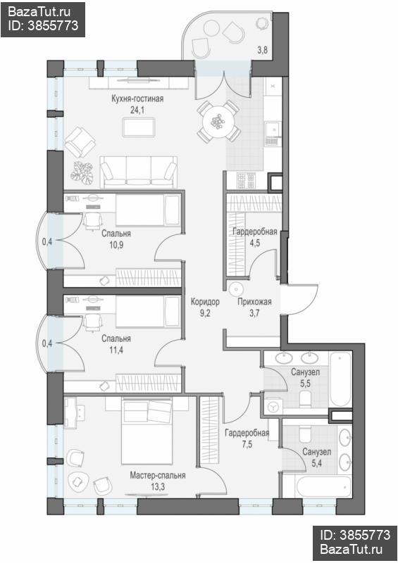 продам 3 к. квартиру в России в г Москве,  . ул. Академика Королёва, 21 цена 46 650 000 руб., фото №3
