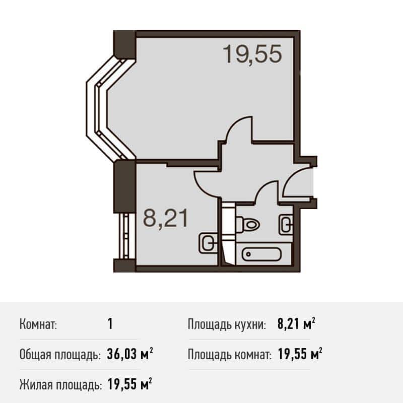 Территория 36. Площадь однокомнатной квартиры Донецкая 1.