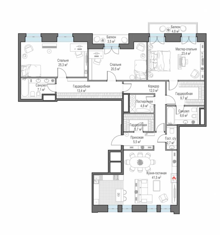 продам 5 к. квартиру в России в г Москве,  . Потаповский пер., 5с4 цена 419 510 000 руб., фото №1