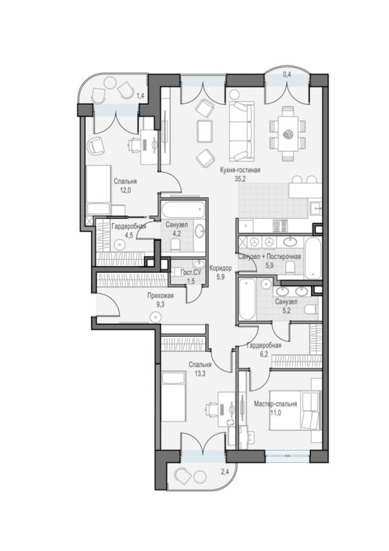 продам 4 к. квартиру в России в г Москве,  . ул. Академика Королёва, 21 цена 63 460 000 руб., фото №2