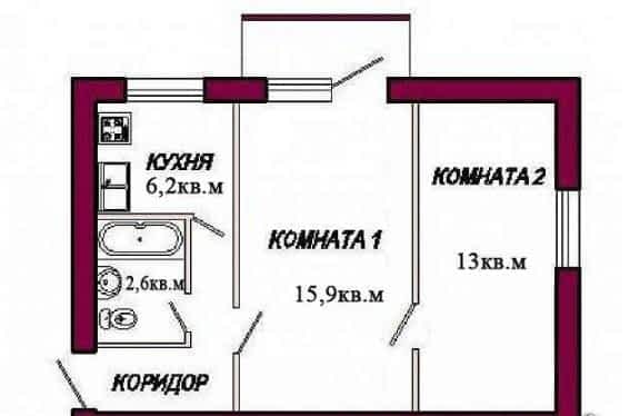 Дизайн проект хрущевки 2 комнаты 42м