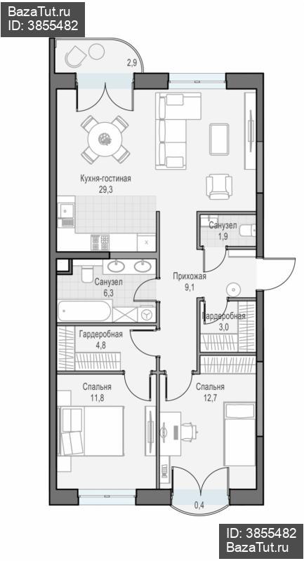 продам 3 к. квартиру в России в г Москве,  . ул. Академика Королёва, 21 цена 34 810 000 руб., фото №3