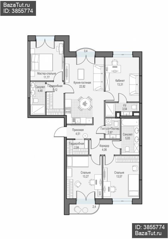 продам 3 к. квартиру в России в г Москве,  . ул. Академика Королёва, 21 цена 51 380 000 руб., фото №3