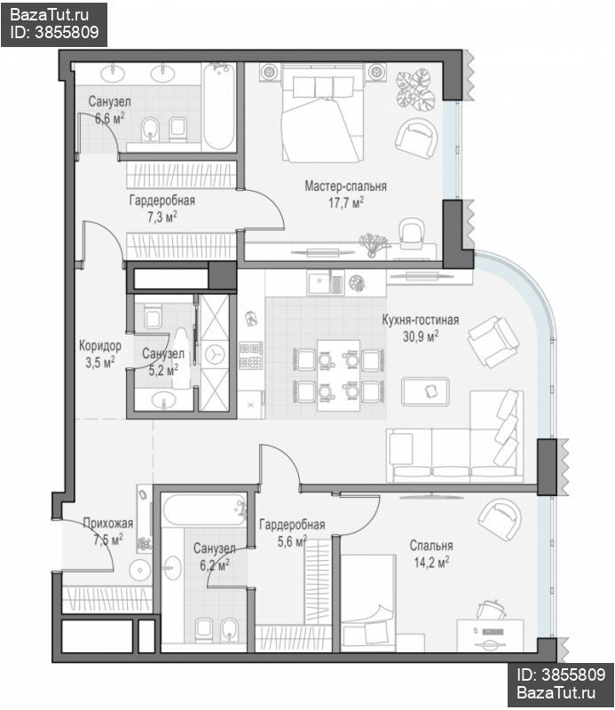 продам 2 к. квартиру в России в г Москве,  . Большой Толмачёвский пер., - цена 184 750 000 руб., фото №2