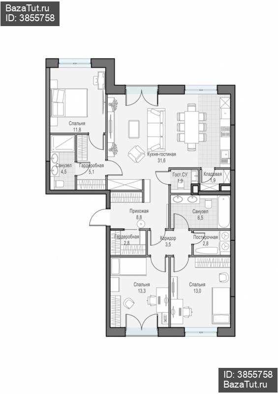 продам 3 к. квартиру в России в г Москве,  . ул. Академика Королёва, 21 цена 57 020 000 руб., фото №4