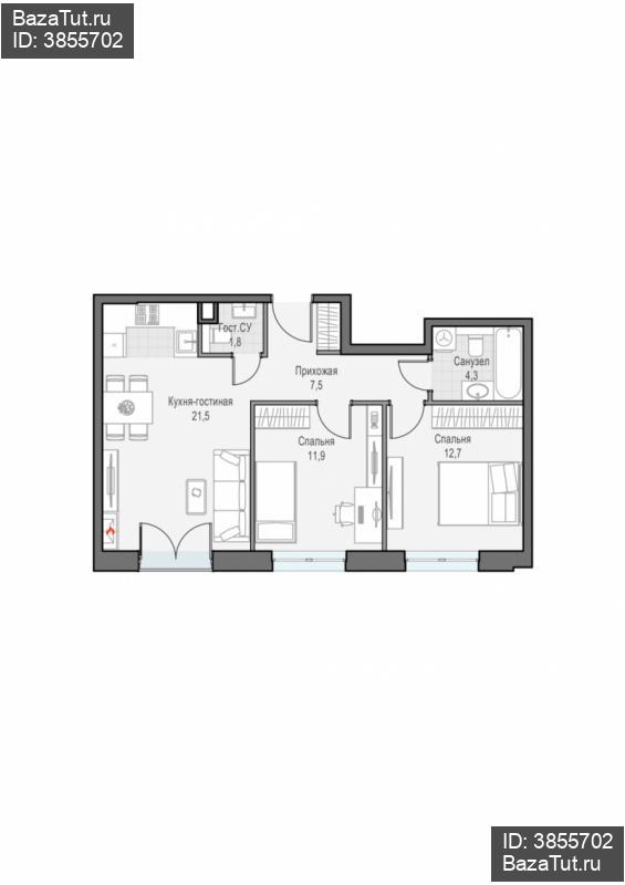 продам 2 к. квартиру в России в г Москве,  . ул. Академика Королёва, 21 цена 27 980 000 руб., фото №3