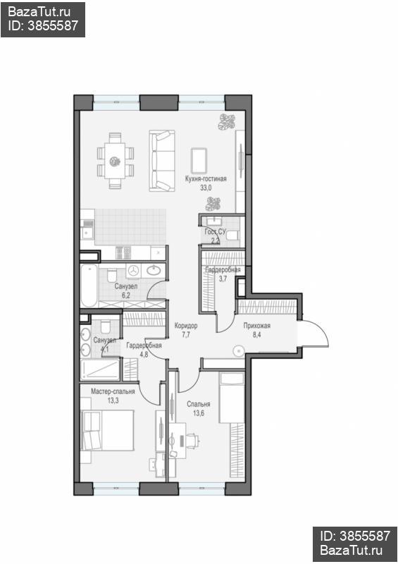 продам 3 к. квартиру в России в г Москве,  . ул. Академика Королёва, 21 цена 35 870 000 руб., фото №1