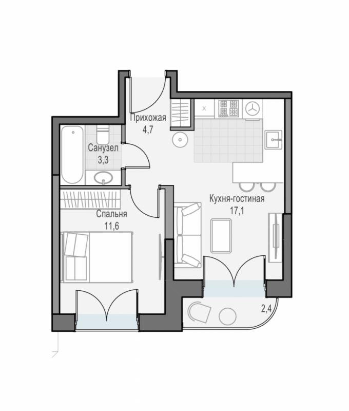 продам 1 к. квартиру в России в г Москве,  . ул. Академика Королёва, 21 цена 17 730 000 руб., фото №1