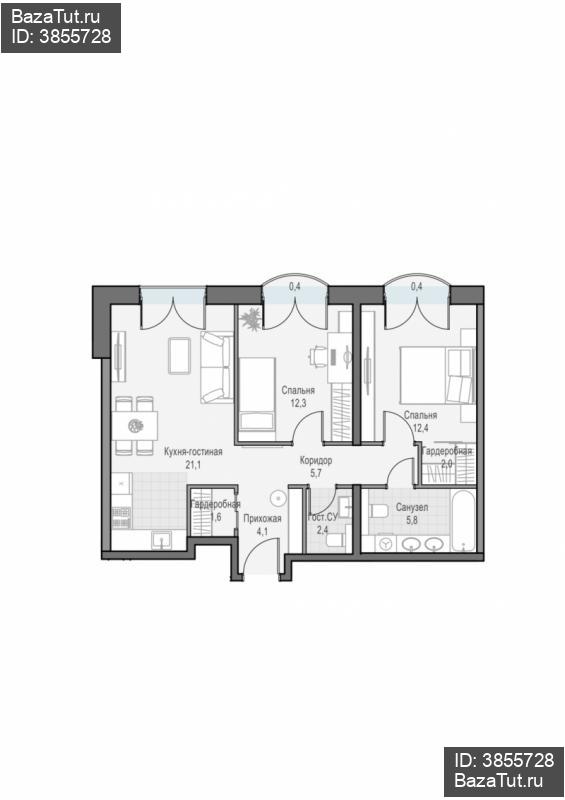 продам 2 к. квартиру в России в г Москве,  . ул. Академика Королёва, 21 цена 31 340 000 руб., фото №3