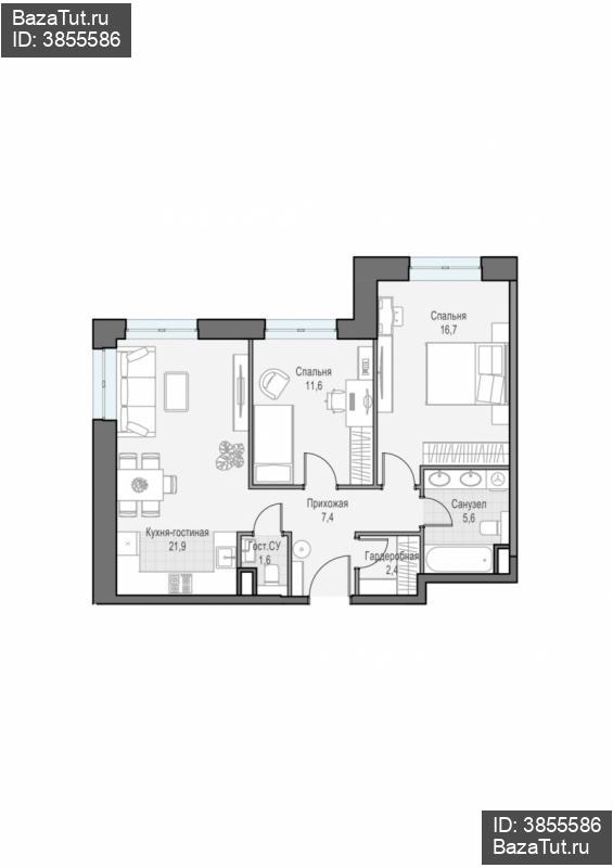 продам 2 к. квартиру в России в г Москве,  . ул. Академика Королёва, 21 цена 28 250 000 руб., фото №2