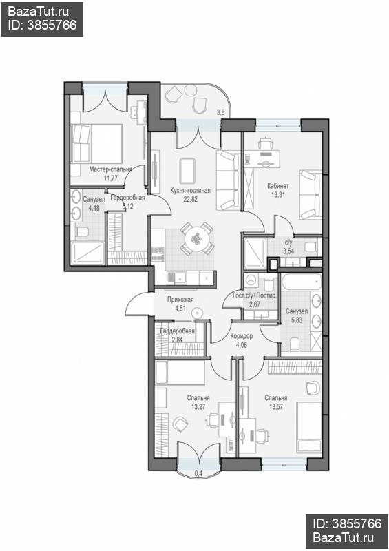 продам 3 к. квартиру в России в г Москве,  . ул. Академика Королёва, 21 цена 55 550 000 руб., фото №1