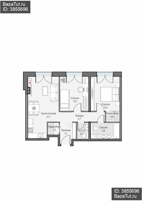 продам 2 к. квартиру в России в г Москве,  . ул. Академика Королёва, 21 цена 37 280 000 руб., фото №3