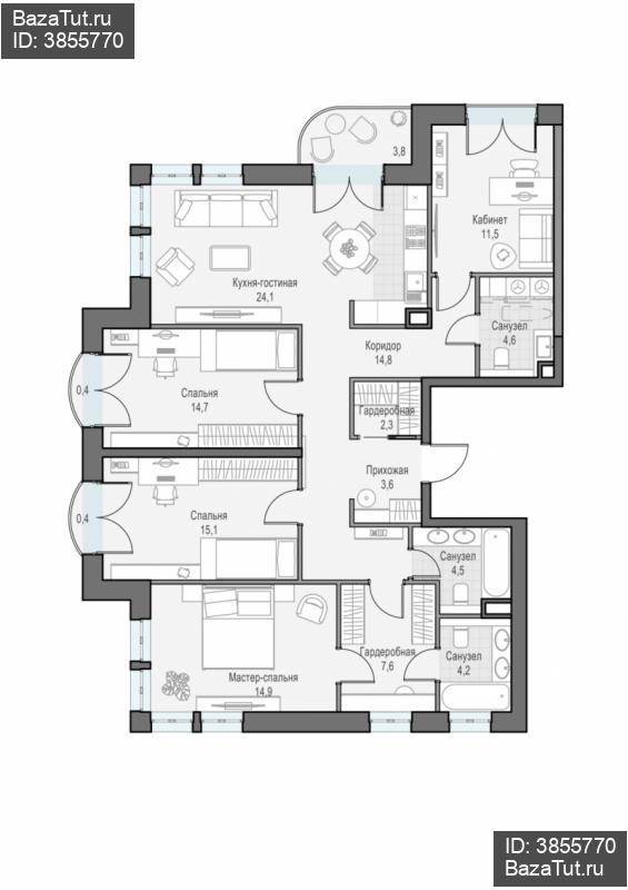 продам 4 к. квартиру в России в г Москве,  . ул. Академика Королёва, 21 цена 68 860 000 руб., фото №2