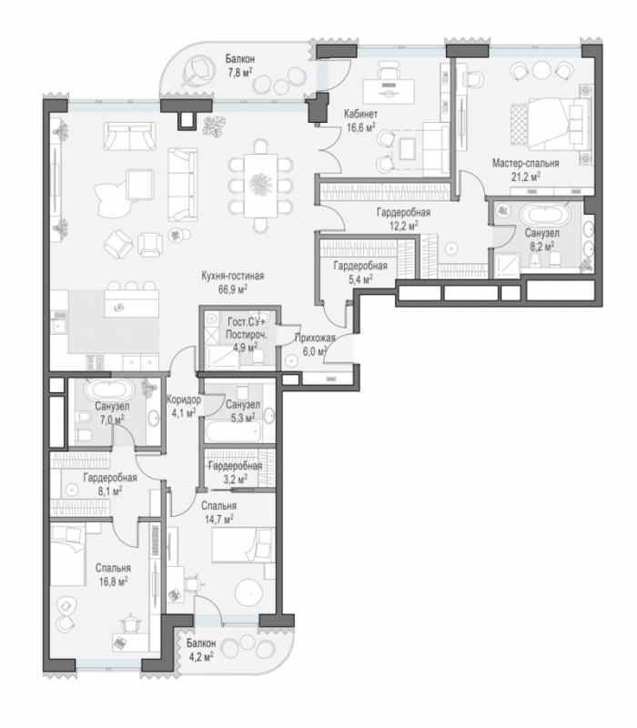 продам 3 к. квартиру в России в г Москве,  . Большой Толмачёвский пер., - цена 513 010 000 руб., фото №4