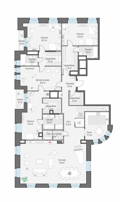 продам 6 к. квартиру в России в г Москве,  . Потаповский пер., 5с4 цена 1 293 260 000 руб., фото №4